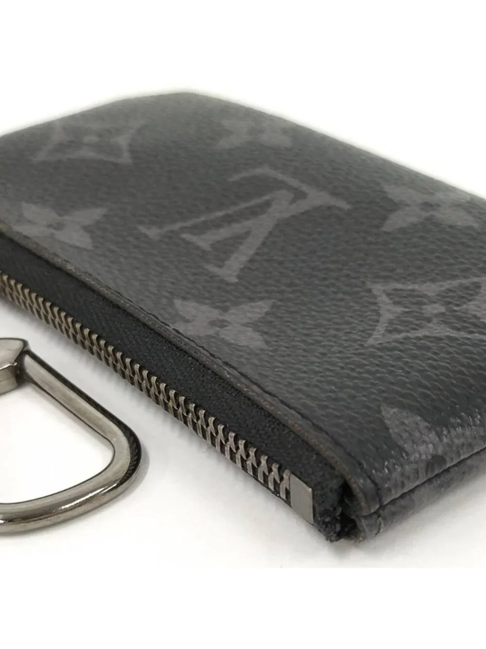 Louis Vuitton Pochette Cles Coin Case Key Keyring with Monogram Eclipse Reverse